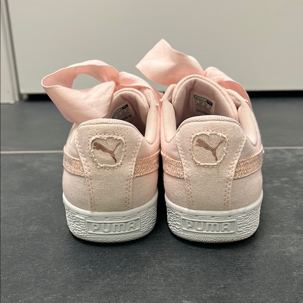 Puma women’s basket heart canvas Sneakers with Ribbon Laces pink 8.5 - Picture 5 of 9